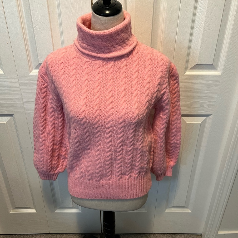 English Factory size S Pink Cable Knit Turtleneck Sweater
